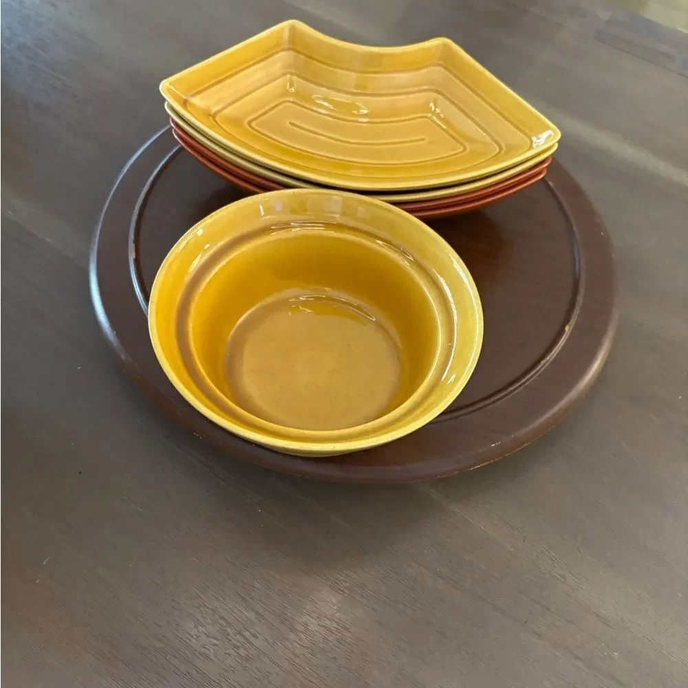 California Pottery Mid Century Modern Chip & Dip Set/ Relish Tray